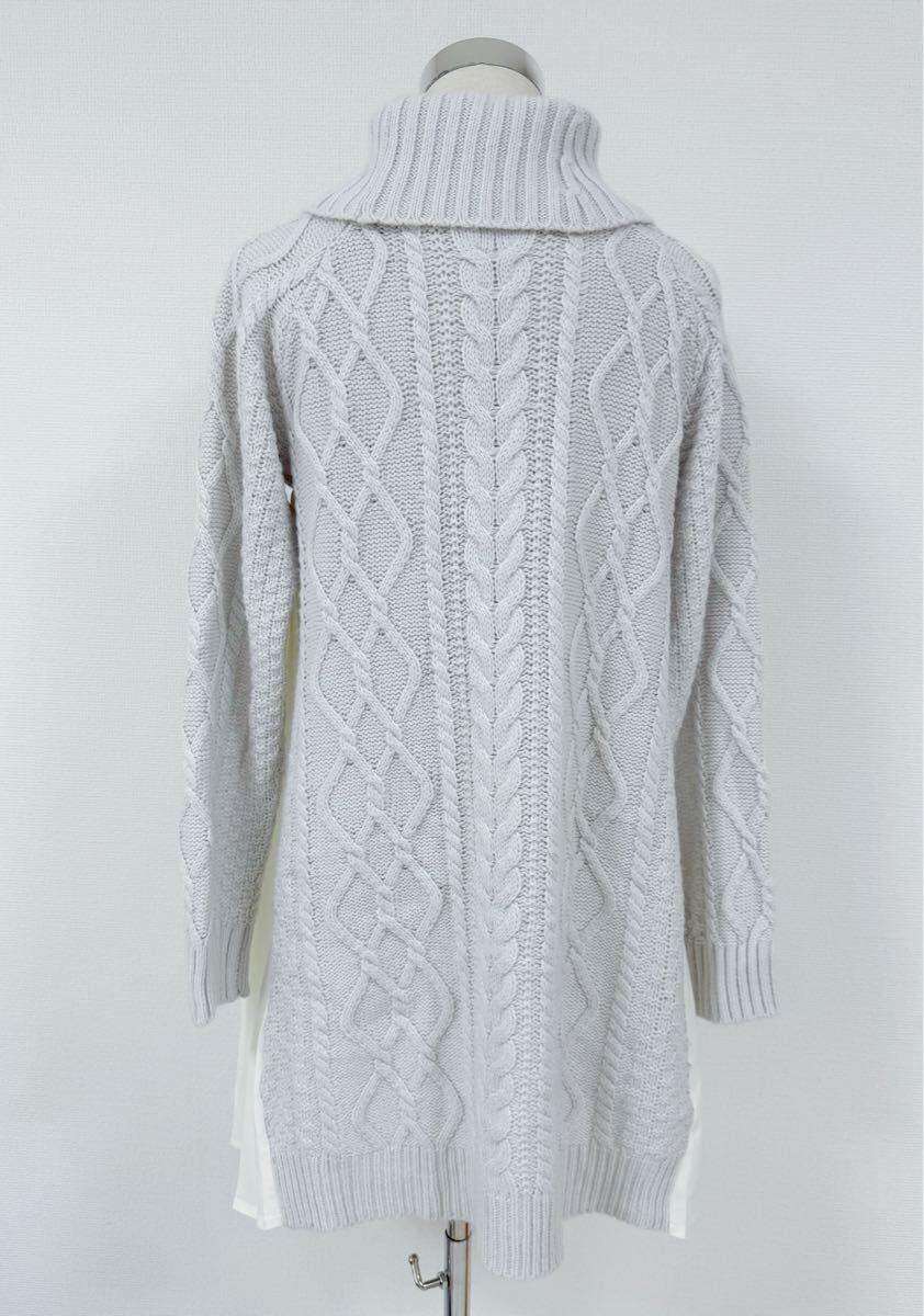 マーキュリーデュオ ケーブルニットワンピース アイスブルー Ｍ フリー 長袖 冬 MERCURYDUO 大人可愛い ガーリー系 セーター ケーブル編み_画像4