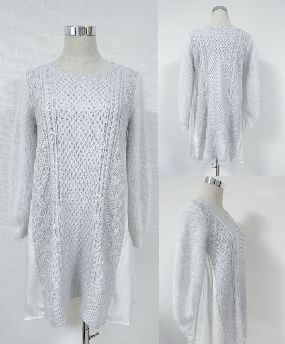 マーキュリーデュオ ケーブルニットワンピース アイスブルー Ｍ フリー 長袖 冬 MERCURYDUO 大人可愛い ガーリー系 ケーブル編み モコモコ_画像2