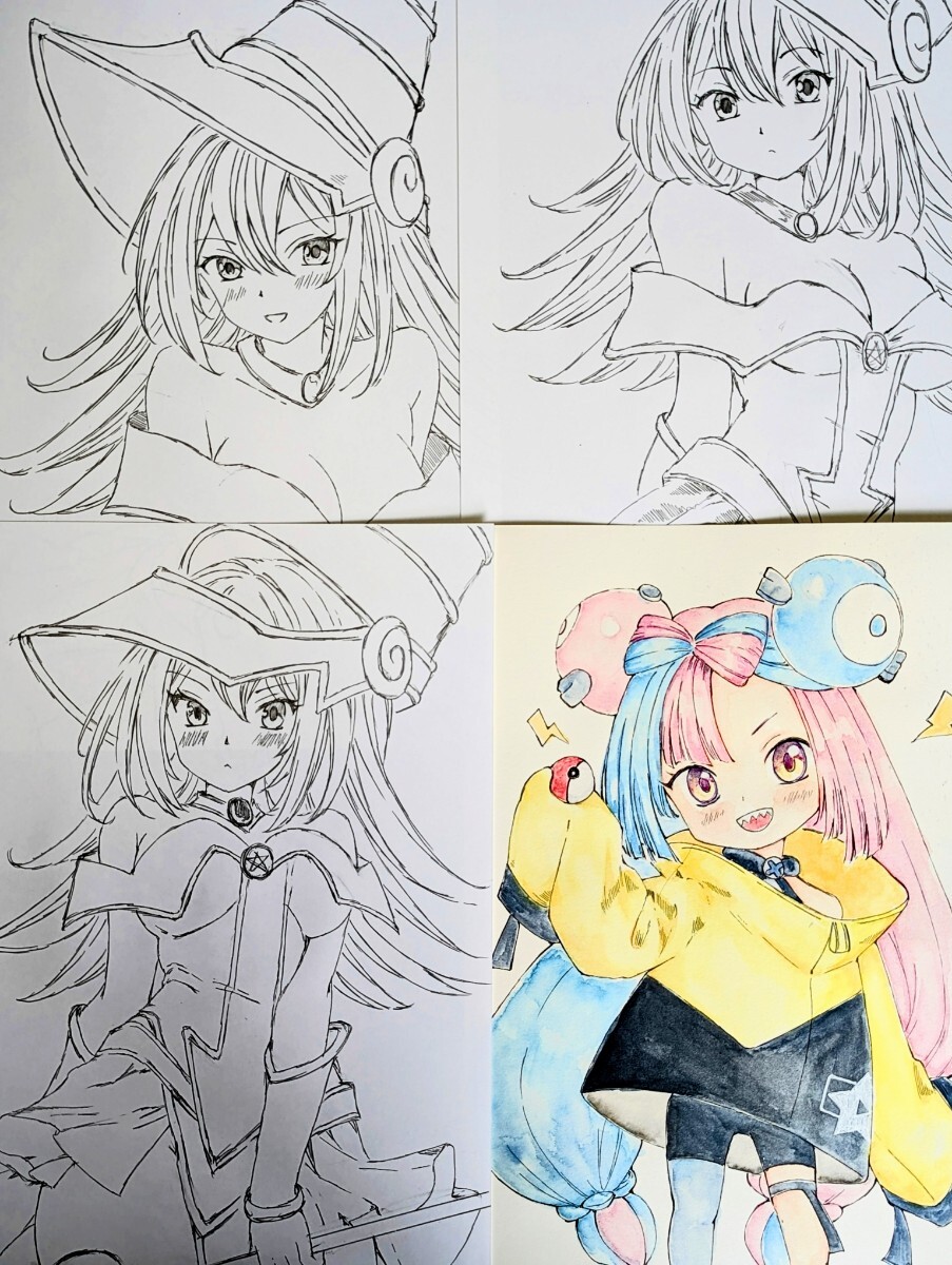  ручные иллюстрации A4* черный maji автомобиль n девушка & наан jamo* набор 4 шт. комплект монохромный карандашный набросок 