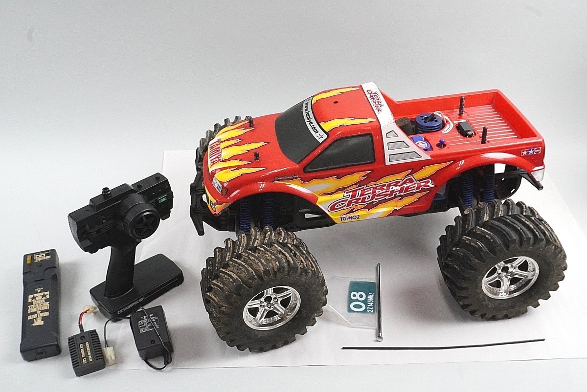 ★ TAMIYA タミヤ 1/8 エンジンRC モンスタートラック テラクラッシャー / タミヤ純正 レシーバー / エンジンなど搭載 【同梱不可】_画像1