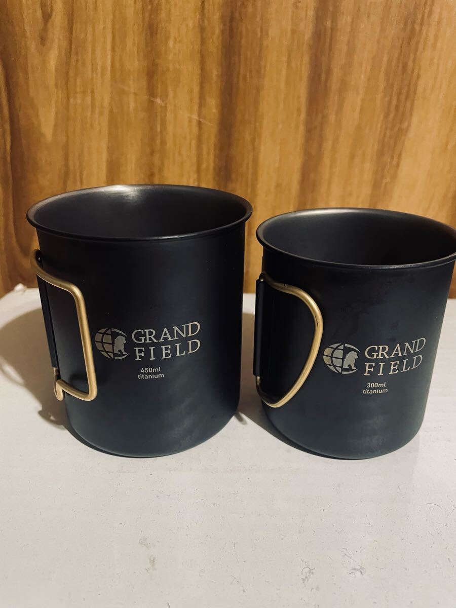 GRAND FIELD ブラックチタンマグカップ　２個セット　キャンパー_画像1