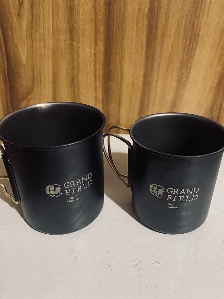 GRAND FIELD ブラックチタンマグカップ　２個セット　キャンパー_画像2