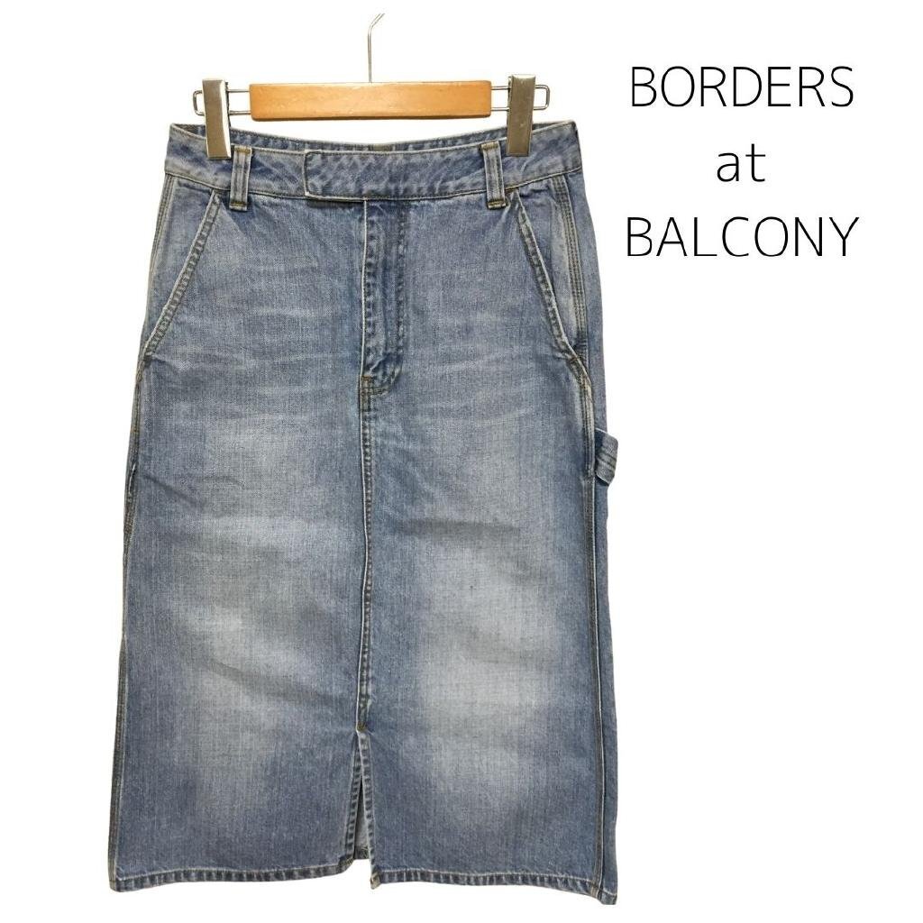 【送料込】 BORDERS at BALCONY ボーダーズアットバルコニー スカート ブルー 青 コットン 綿 デニム地 ウォッシュ加工 size36 S/974651_画像1