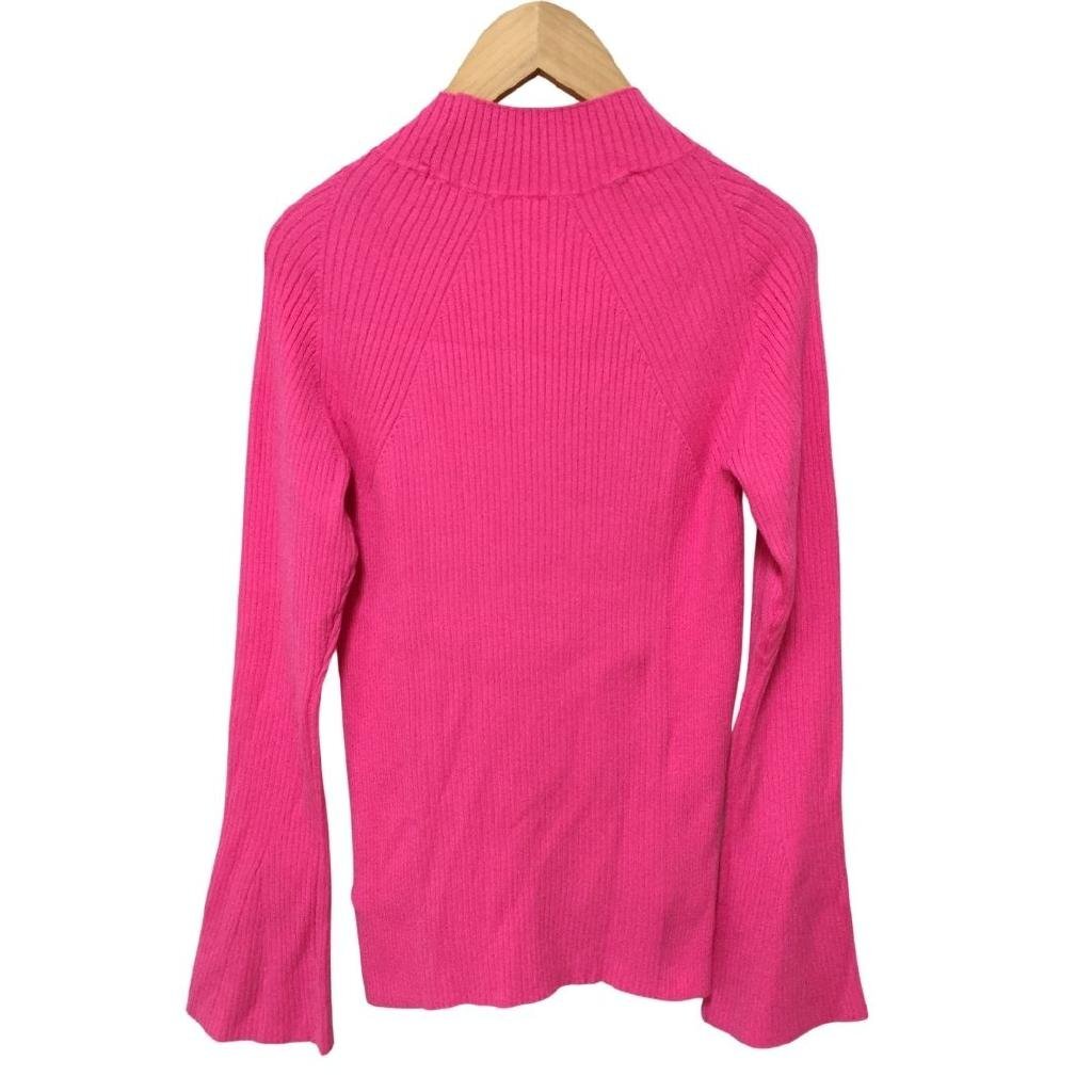 【送料込】 ELENDEEK エレンディーク ニット ピンク 無地 リブニット フレアスリーブ ハイネック 可愛い sizeFREE 大人フェミニン/975163_画像4