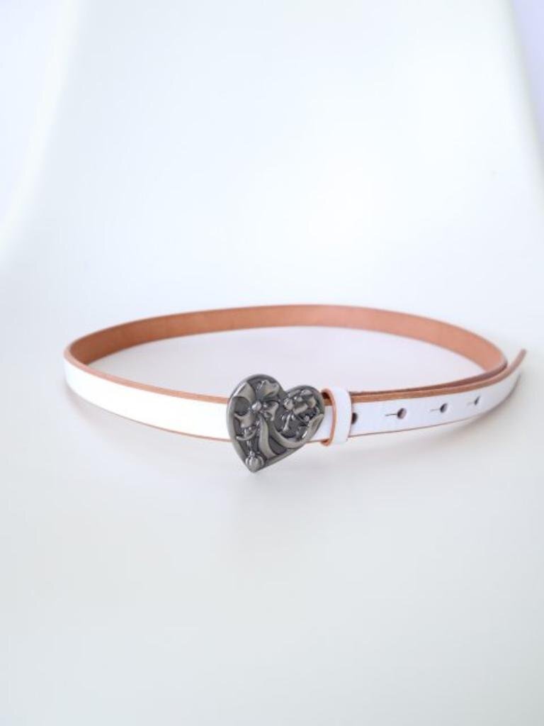 【送料込】Lois CRAYON ロイスクレヨン ベルト 全長100 幅2 オフホワイト シルバー キャメル ハート ファッション小物 お洒落 s6457830_画像1