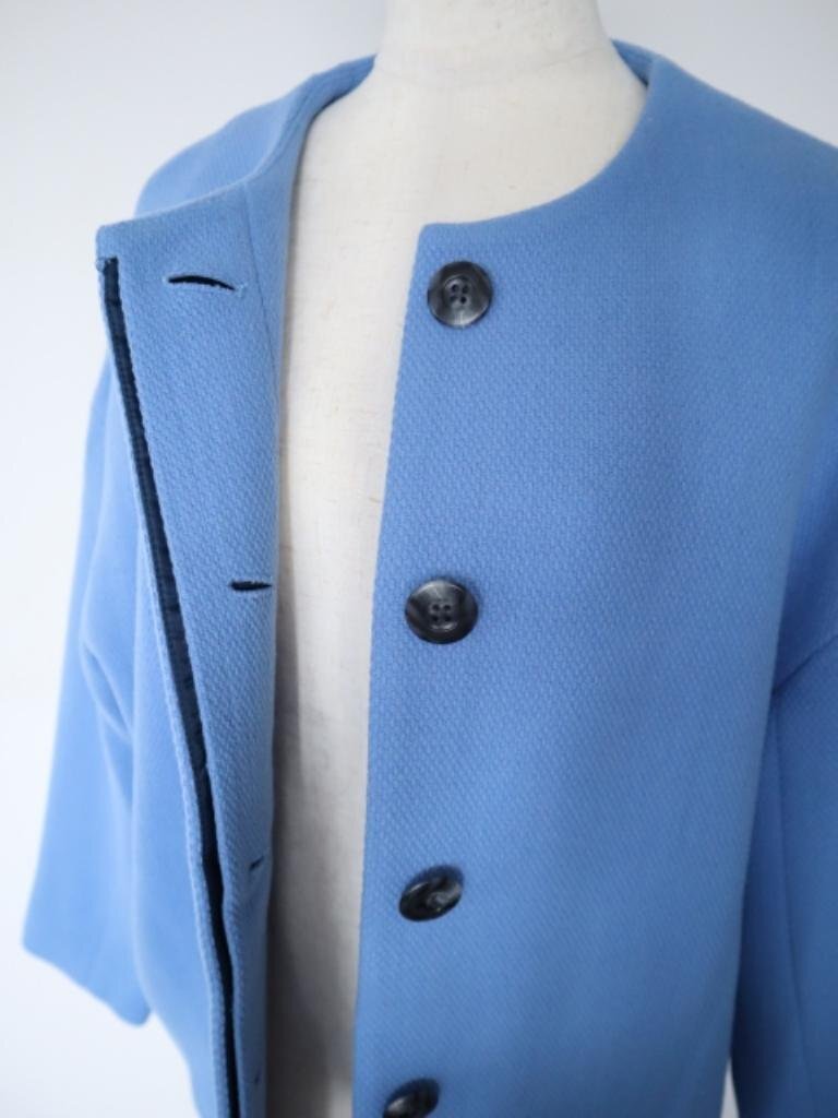 【送料込】PLST　プラステ　マンテコノーカラーハーフコート　～XSサイズ　シアン　ロング　綺麗め　おしゃれ　お出掛け　6459846_画像3