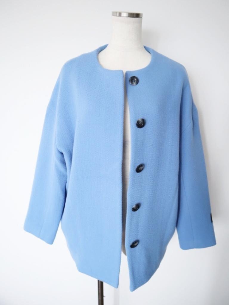 【送料込】PLST　プラステ　マンテコノーカラーハーフコート　～XSサイズ　シアン　ロング　綺麗め　おしゃれ　お出掛け　6459846_画像1