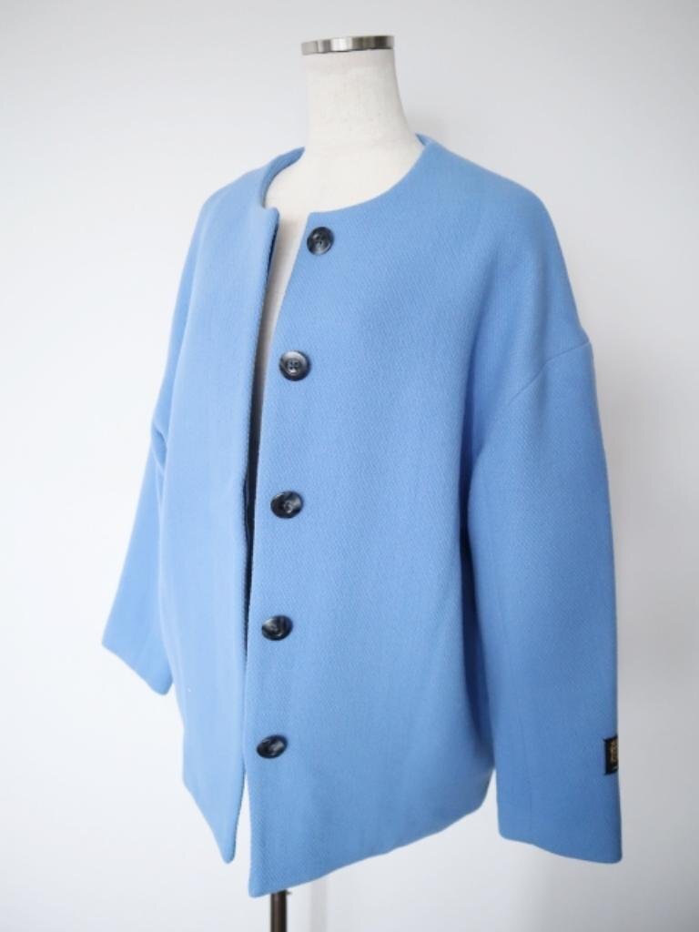 【送料込】PLST　プラステ　マンテコノーカラーハーフコート　～XSサイズ　シアン　ロング　綺麗め　おしゃれ　お出掛け　6459846_画像2