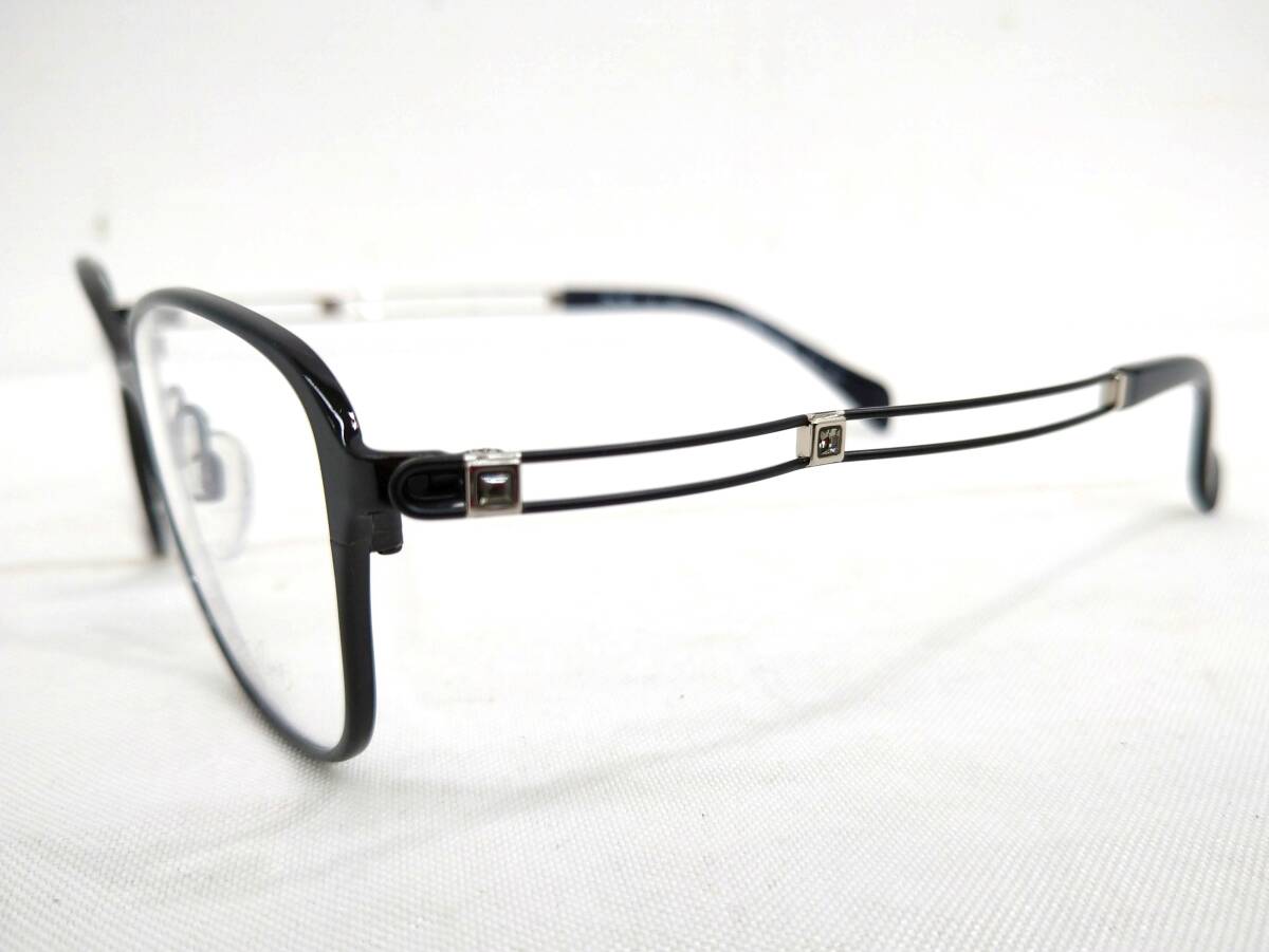 36B466 新品 未使用 ブランド 女性 Line Art ラインアート 国産 チタン 52□15 135 14g フルリム スクエア 保管品 眼鏡 メガネフレーム 黒_画像3