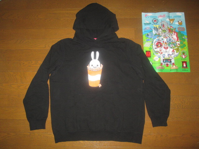 良好 キューン CUNE スウェット パーカー POP うさぎ きゅーん XL ウサギ ブラック 黒_画像1