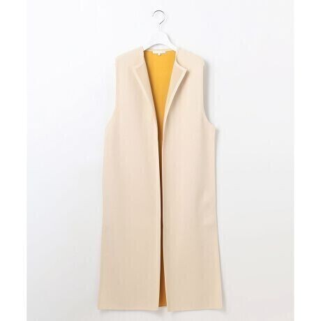 【送料無料】 自由区　小さいサイズ32 【洗える】ロングベスト　クレープストレッチニット ジレ 新品_画像2