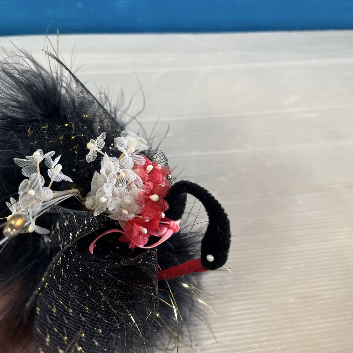 黒いフェザーをモチーフにした白鳥 スワン 置物 黒 ブラック リボン 香り石鹸 インテリア 可愛い 石鹸の匂い 保管品_画像9