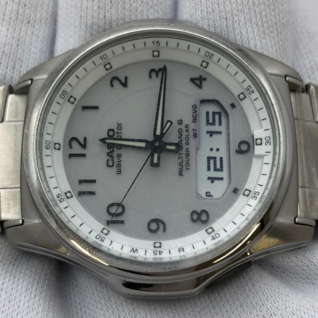 未使用/保管品/CASIO/カシオ/wave ceptor/ウェーブセプター/WVA-M630/デジアナ/純正ベルト/箱・付属品付/ソーラー/腕時計/稼動品/ジャンク/_画像6
