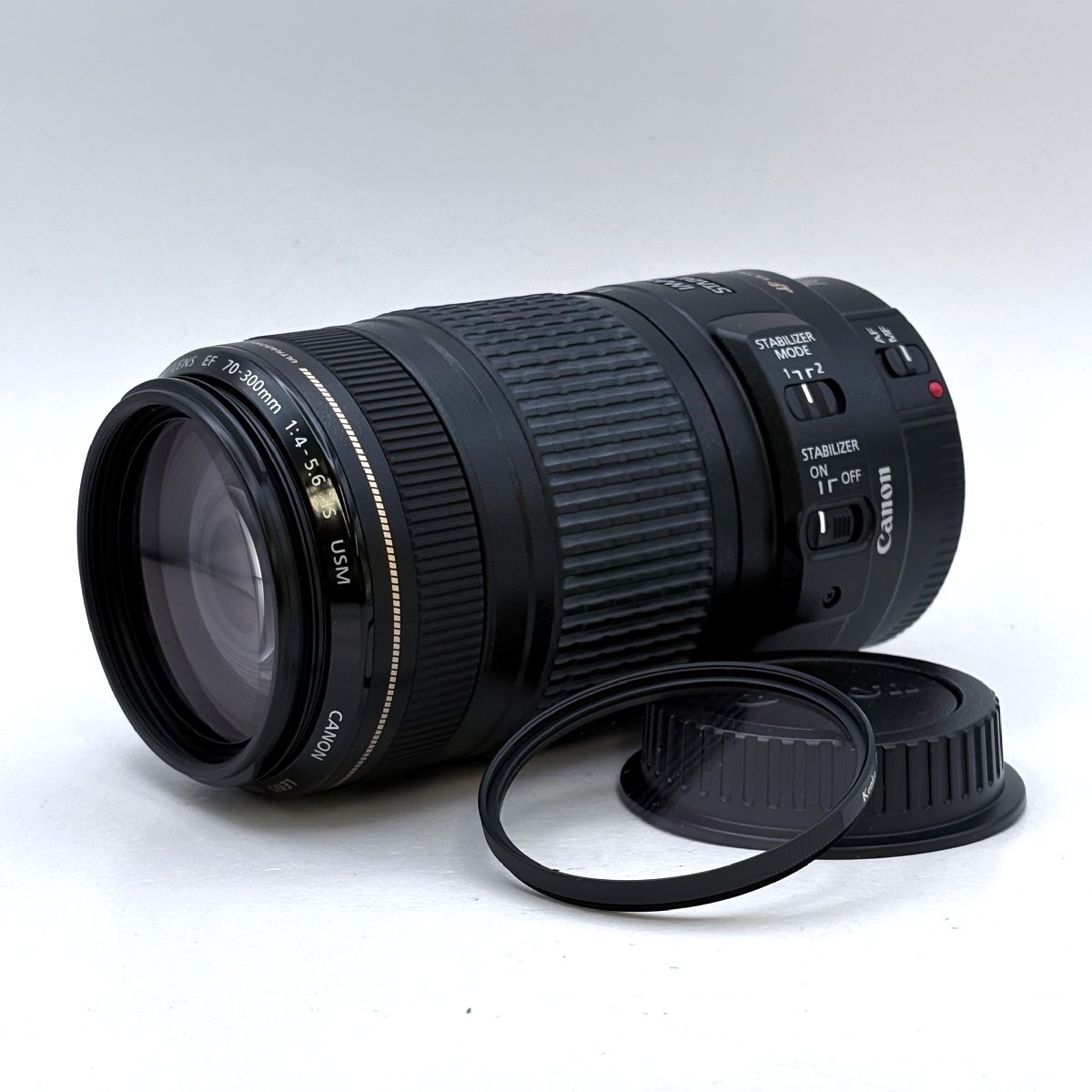 1円～/Canon/キャノン/ZOOM/LENS/EF/70-300ｍｍ/F4-5.6/IS/USM/レンズ/AF/オートフォーカス/動作確認済/ジャンク/X051_画像1