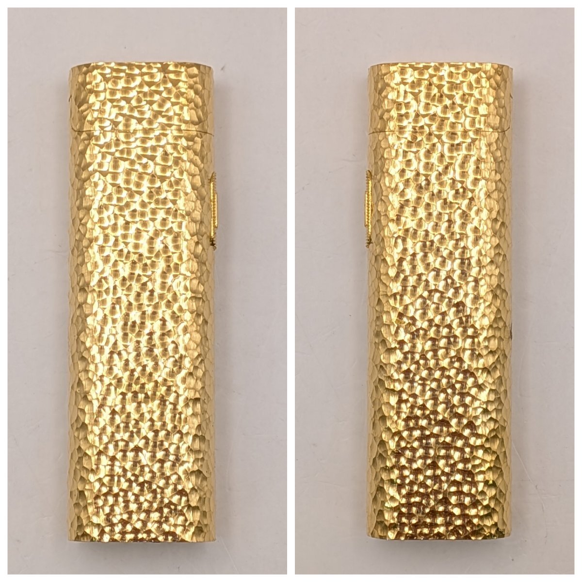 1円～/Marman/マルマン/IC-LIGHTER/IC-503/K18/GP/ハンマートーン/ゴールドカラー/ガスライター/煙草/喫煙具/喫煙グッズ/ジャンク/L090_画像2