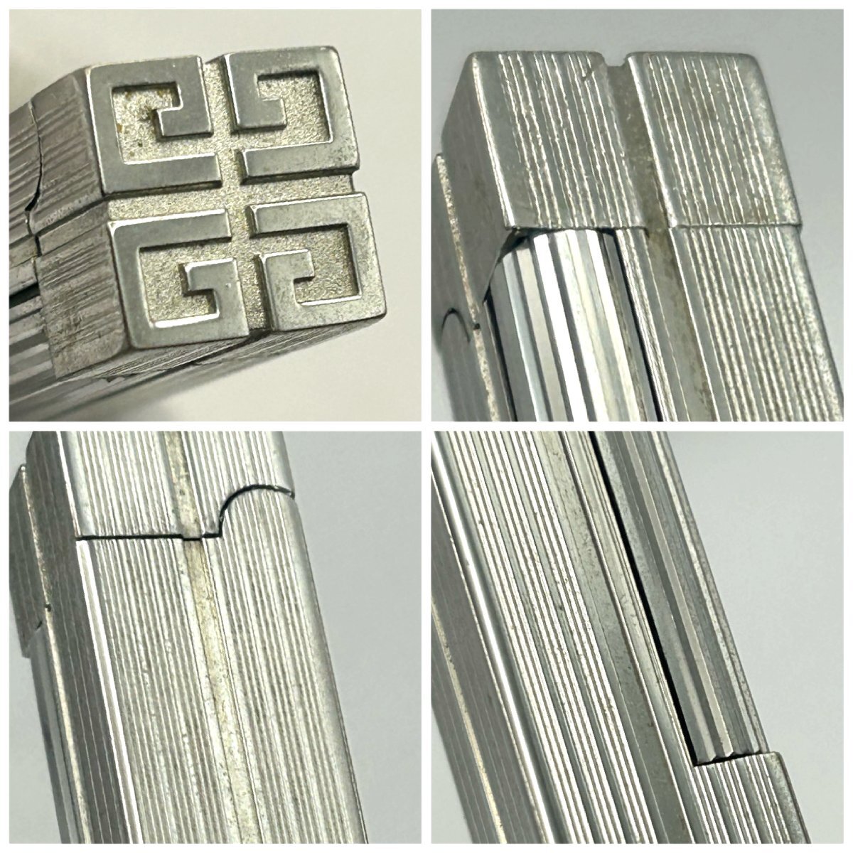 GIVENCHY/ジバンシイ/ジバンシー/3800/スリム/シルバーカラー/ガスライター/煙草/喫煙具/火花OK/ジャンク/P078_画像6