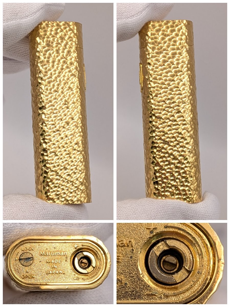 1円～/Marman/マルマン/IC-LIGHTER/IC-503/K18/GP/ハンマートーン/ゴールドカラー/ガスライター/煙草/喫煙具/喫煙グッズ/ジャンク/L090_画像4