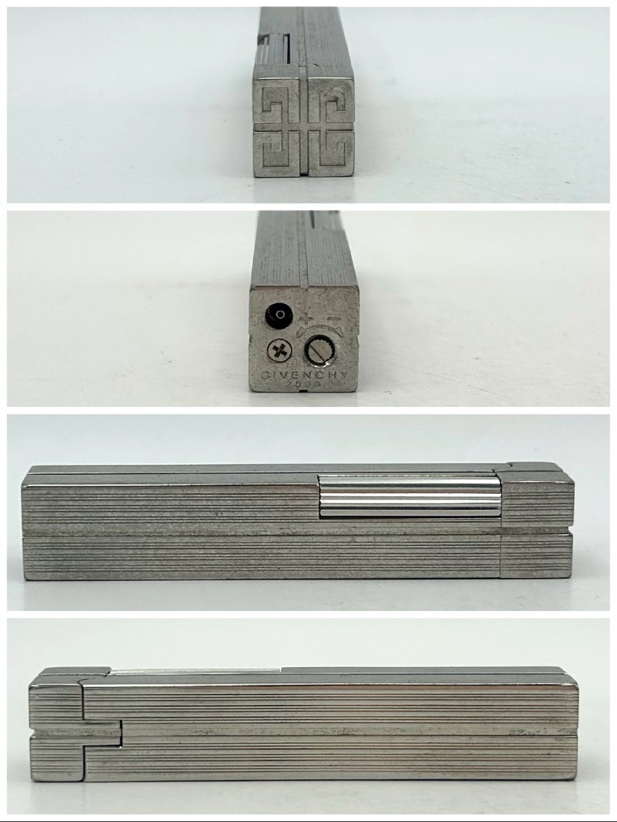 GIVENCHY/ジバンシイ/ジバンシー/3800/スリム/シルバーカラー/ガスライター/煙草/喫煙具/火花OK/ジャンク/P078_画像3