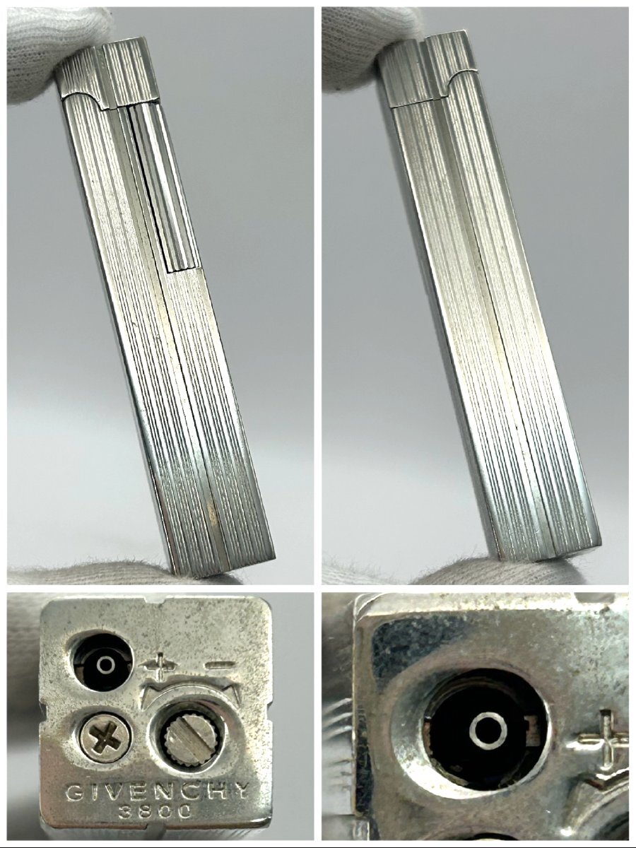 GIVENCHY/ジバンシイ/ジバンシー/3800/スリム/シルバーカラー/ガスライター/煙草/喫煙具/火花OK/ジャンク/P078_画像4