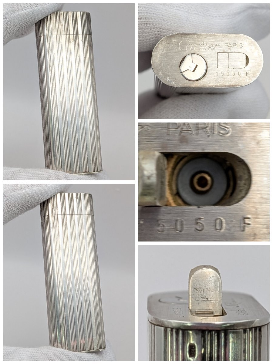 1円～/Cartier/カルティエ/オーバル/ストライプ/シルバーカラー/ガスライター/煙草/喫煙具/喫煙グッズ/着火確認済/ジャンク/L093_画像5