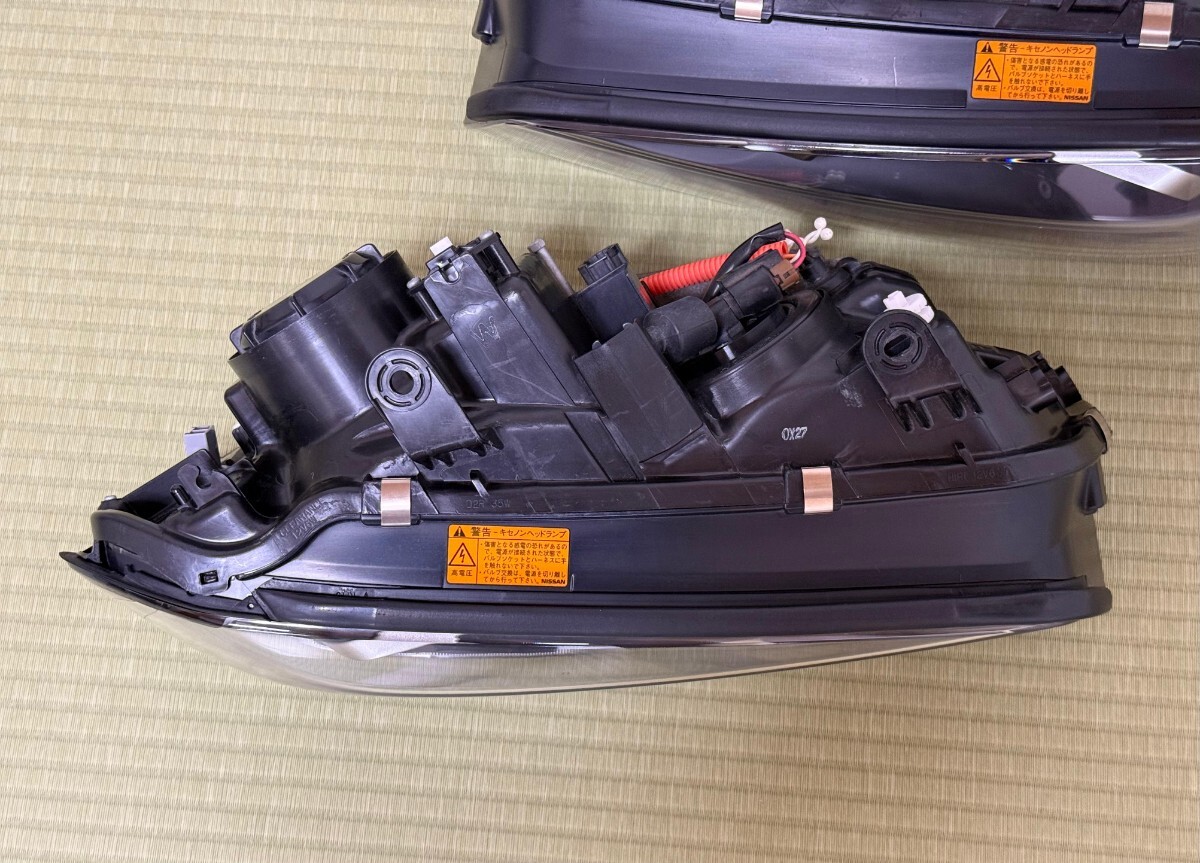 美品 黄ばみ無 NISSAN R34 ER34 HR34 ENR34 BNR34 GT-R GTR 日産 スカイライン 純正 前期 HID ヘッドライト 左右 セット ICHIKOH 1601 ②_画像5