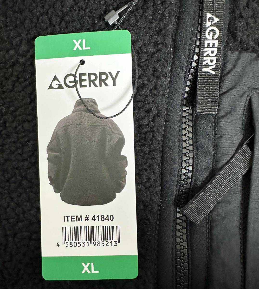 新品 XL ★ GERRY ジェリー レディース ボア ジャケット ブラック スタンドカラー 異素材 切替 アウター ハーフ ブルゾン フリース ロゴ _画像10