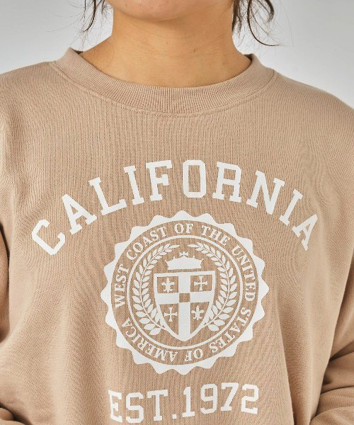 新品 M ★ OCEAN PACIFIC オーシャンパシフィック レディース トレーナー ベージュ スウェット カレッジ ロゴ OP 部屋着 トレーニング_画像8