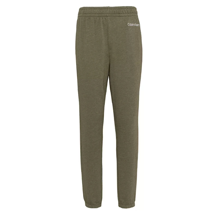 新品 M ★ Calvin Klein カルバンクライン 長袖 パジャマ 上下 セット カーキ US-S 薄手 裏起毛 ロゴ ルームウェア ジョガーパンツ CK_画像3