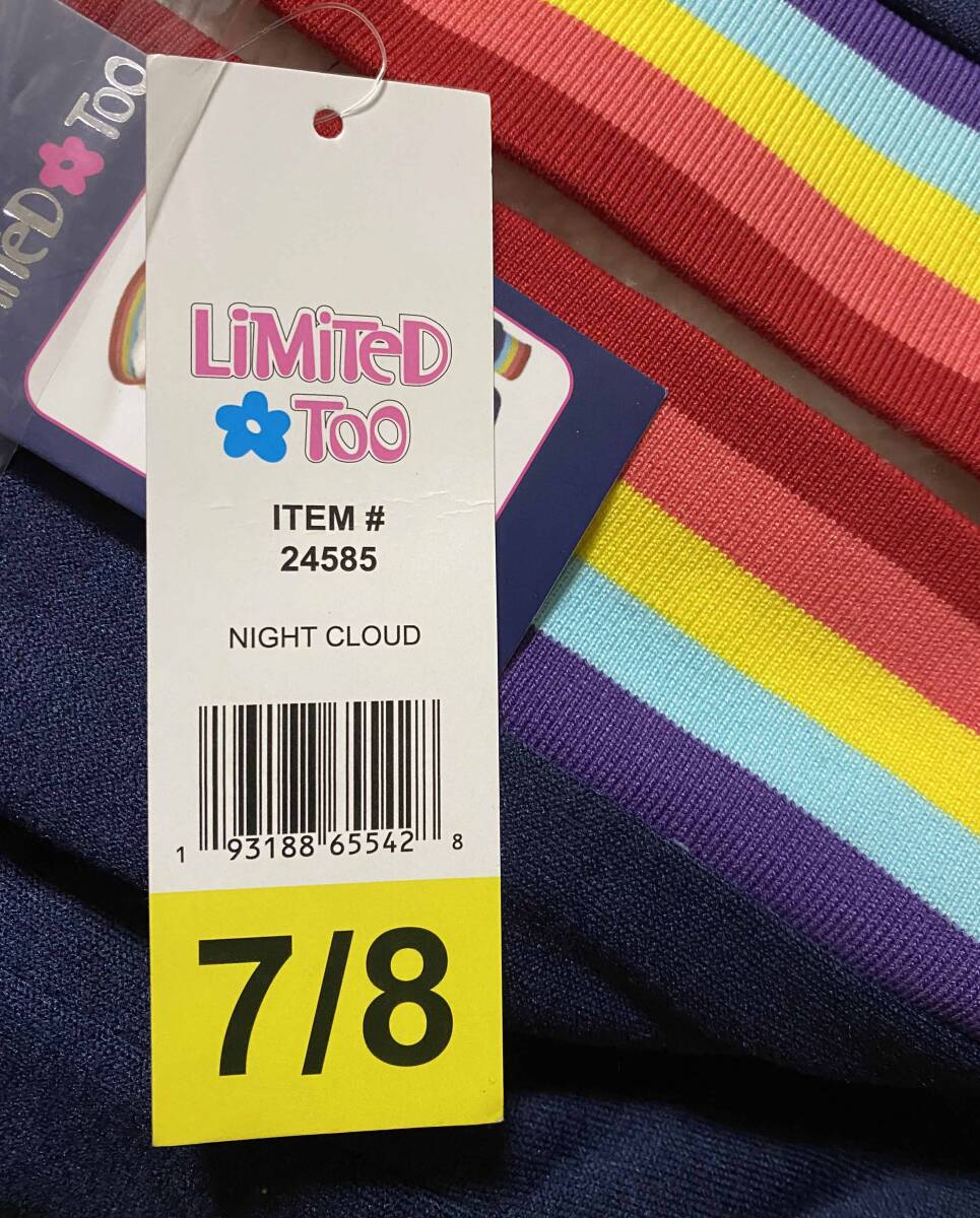 新品 140 ★ コストコ LIMITED TOO ガールズ 裏ボア ジップ パーカー ネイビー レインボーリブ ジャケット もこもこ フード キッズ 135 145_画像8