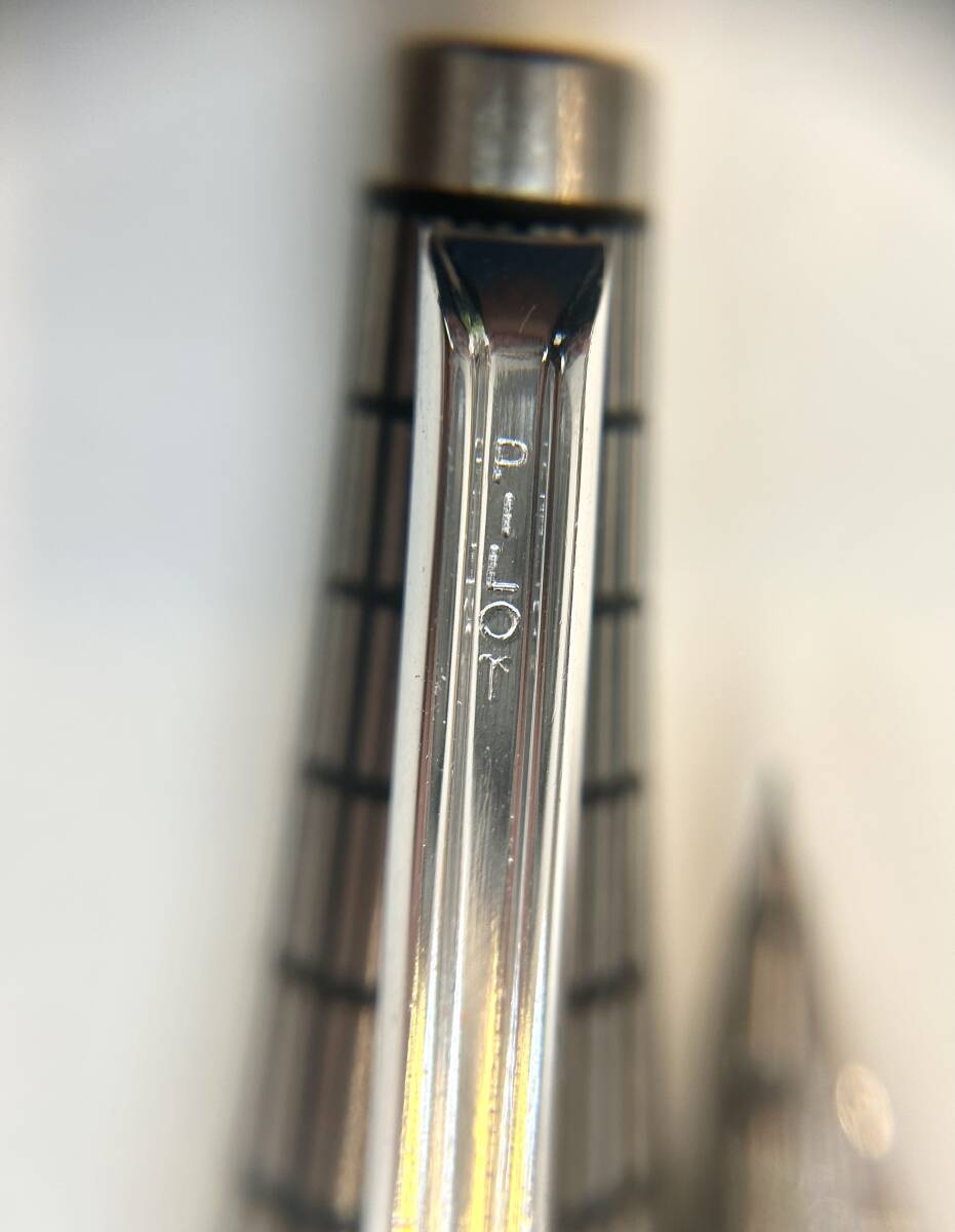 万年筆 PILOT Elite エリート 格子柄 ブラックxシルバー ペン先 14K-585 F刻印 筆記用具 文房具 1円~_画像7