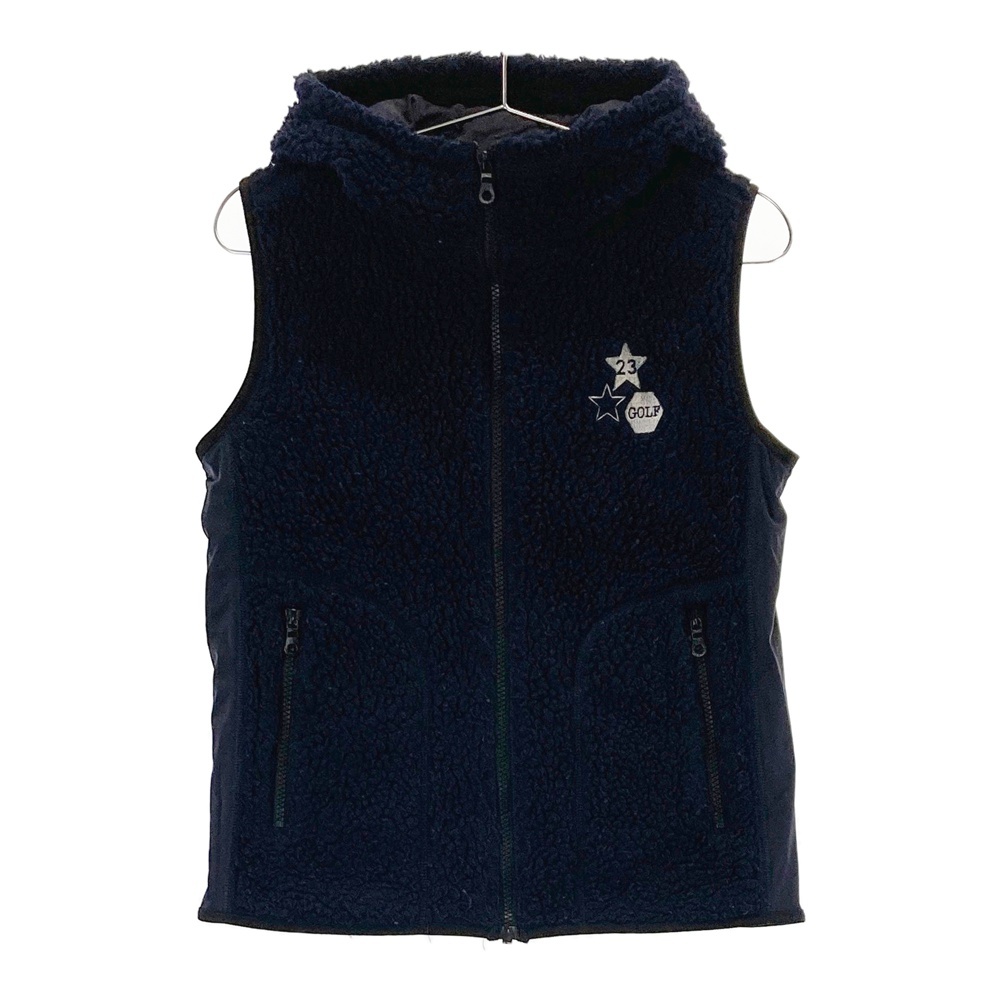 23区GOLF ニジュウサンクゴルフ フード付 ボア ジップベスト ネイビー系 1 [240101535603] ゴルフウェア レディース_画像1