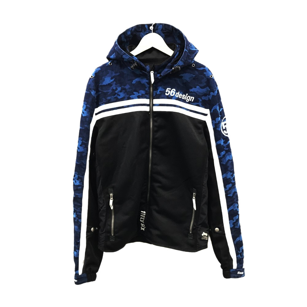 56design 56デザイン Sライン ハーフ メッシュ パーカー カモフラ柄 ブルー系 XL [240101532855] バイクウェア メンズ_画像1