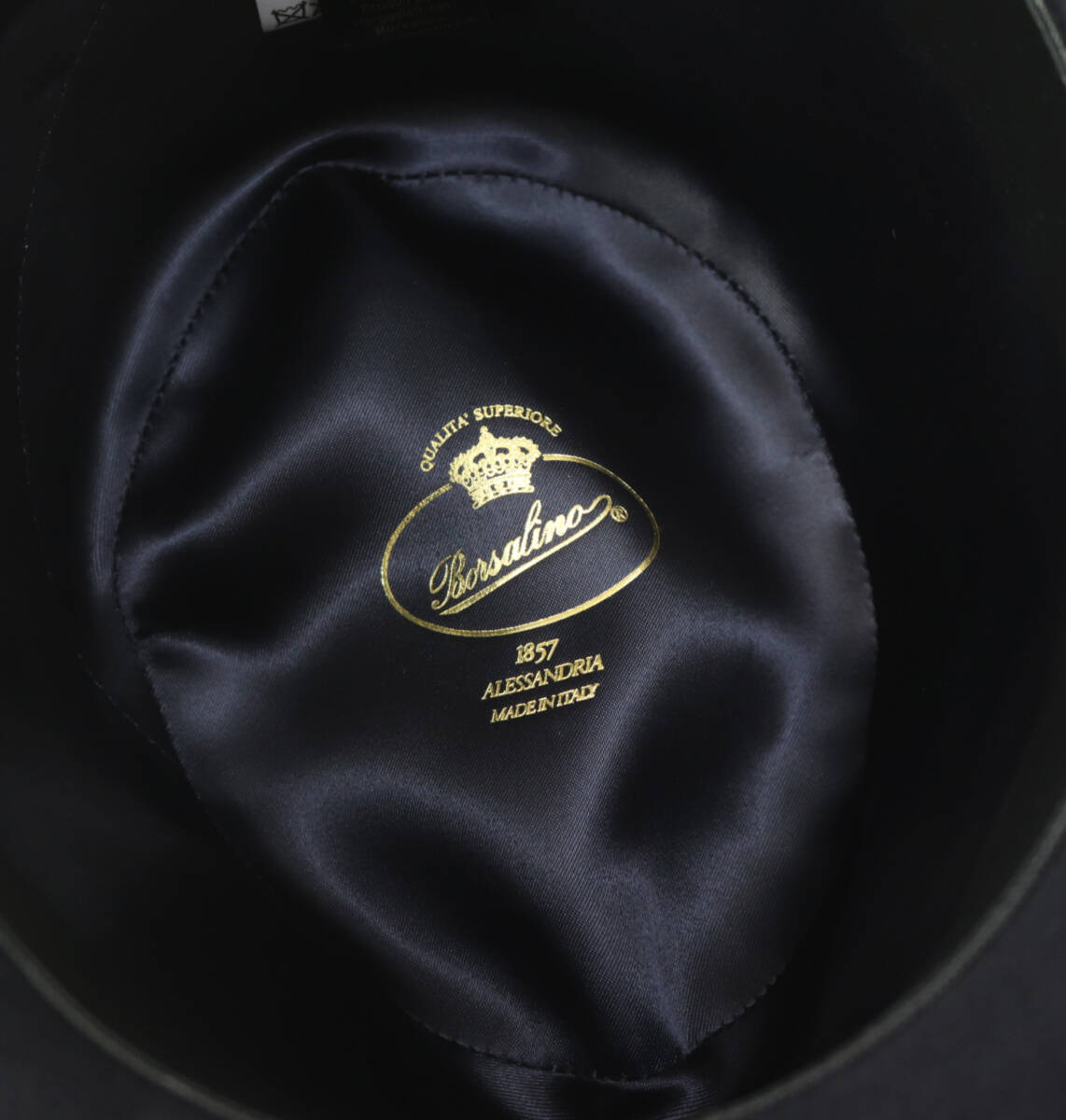 77,000円新品タグ付き【ボルサリーノ】QUALITA SUPERIORE ラビット ファーフェルトハット 61 紺 v7752_画像9