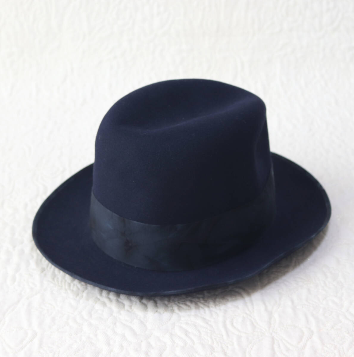 77,000円新品タグ付き【ボルサリーノ】QUALITA SUPERIORE ラビット ファーフェルトハット 61 紺 v7752_画像6