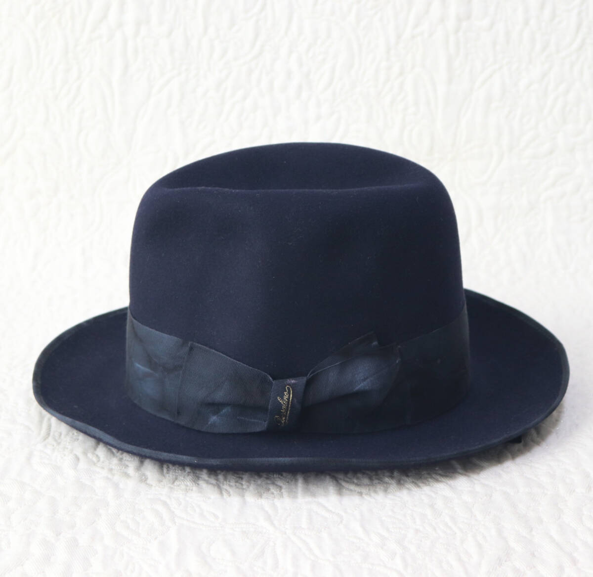 77,000円新品タグ付き【ボルサリーノ】QUALITA SUPERIORE ラビット ファーフェルトハット 61 紺 v7752_画像4