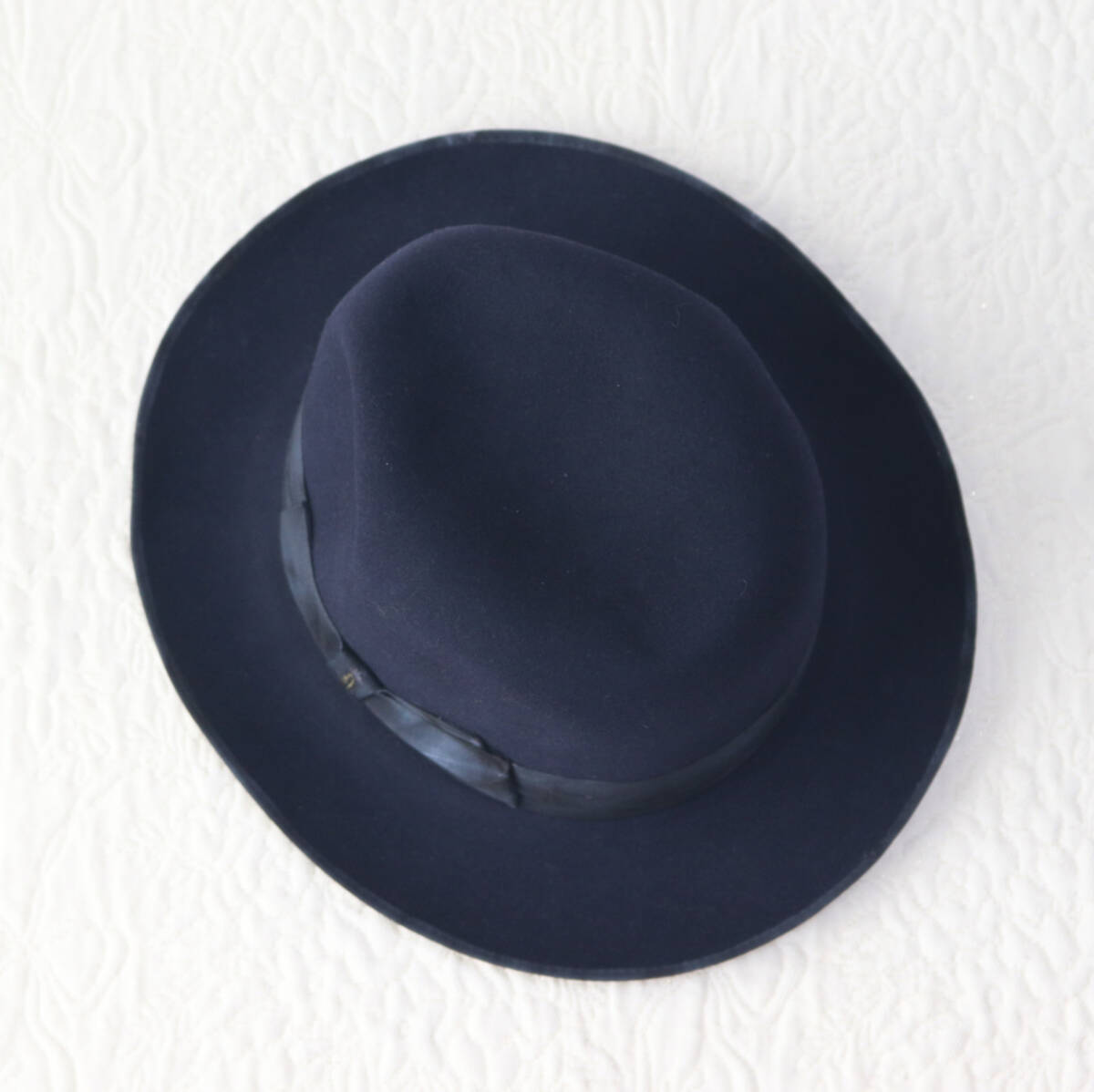 77,000円新品タグ付き【ボルサリーノ】QUALITA SUPERIORE ラビット ファーフェルトハット 61 紺 v7752_画像7