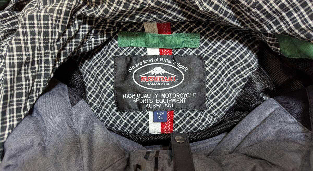 KUSHITANI 防寒テキスタイルウェア K-2818 ウィンターアメニタジャケット XLサイズ グリーン 冬用インナー付き 2021年モデル 中古品_画像4