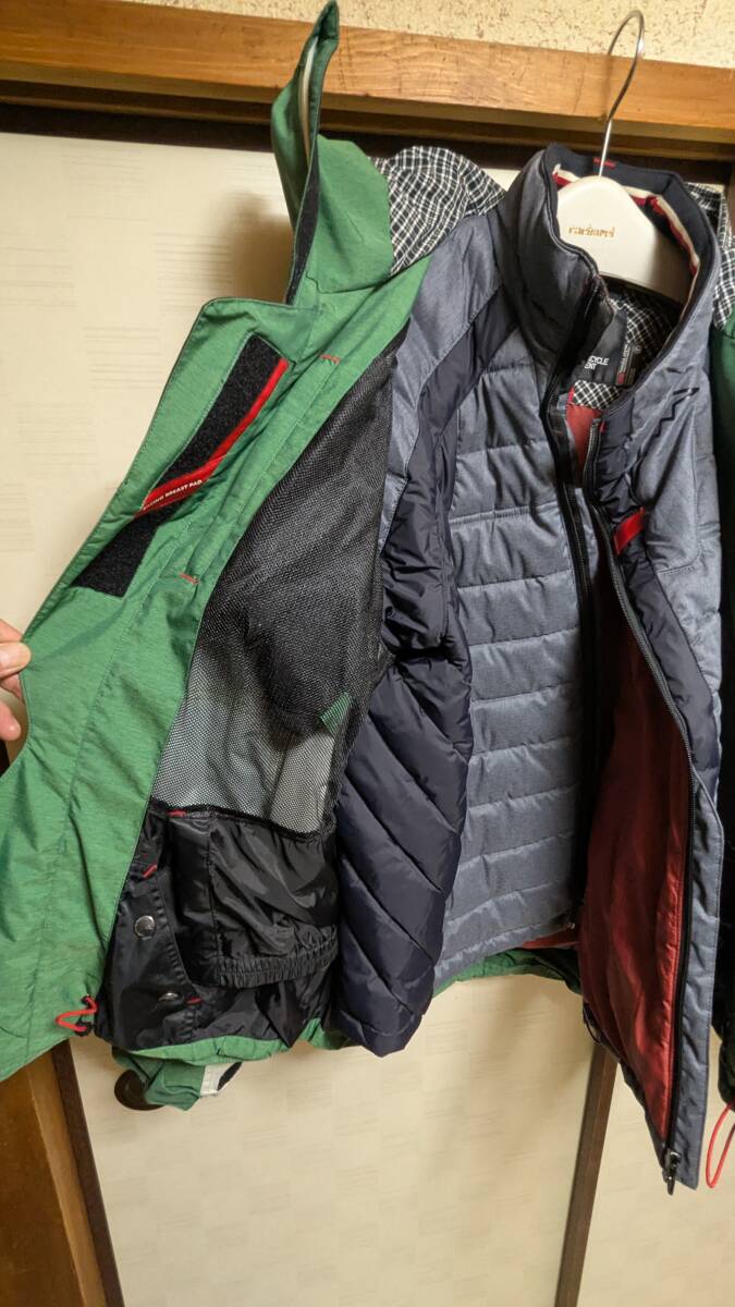 KUSHITANI 防寒テキスタイルウェア K-2818 ウィンターアメニタジャケット XLサイズ グリーン 冬用インナー付き 2021年モデル 中古品_画像3
