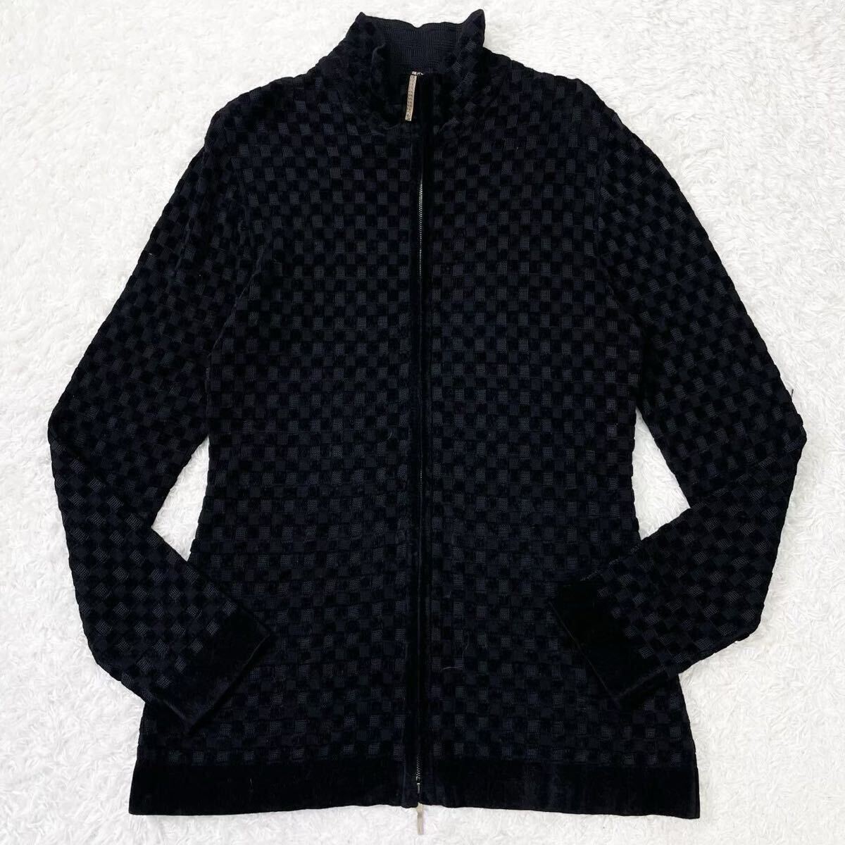  превосходный товар!!XL соответствует!! Salvatore Ferragamo driver's вязаный блузон жакет в клетку общий рисунок мужской осень-зима Salvatore Ferragamo