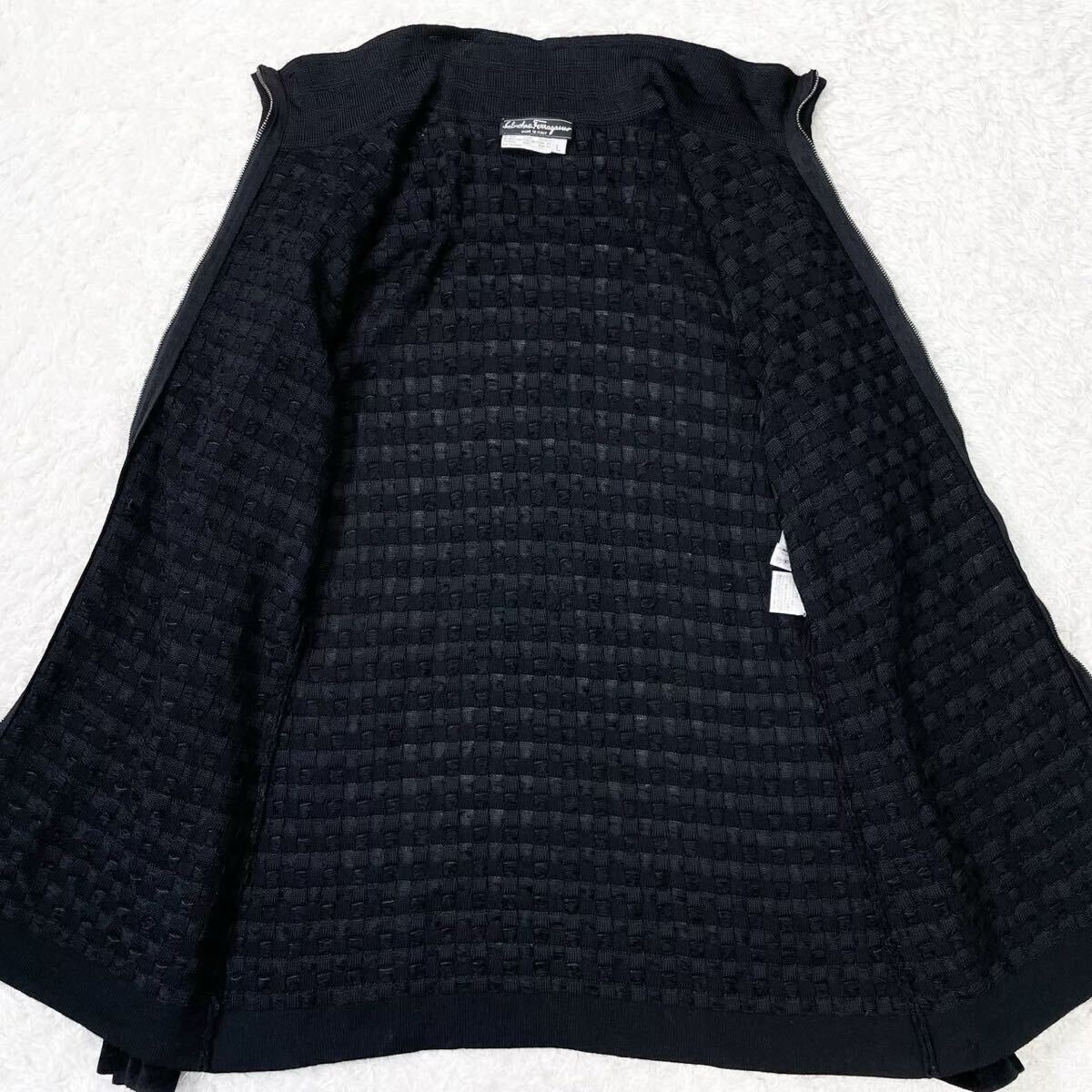  превосходный товар!!XL соответствует!! Salvatore Ferragamo driver's вязаный блузон жакет в клетку общий рисунок мужской осень-зима Salvatore Ferragamo