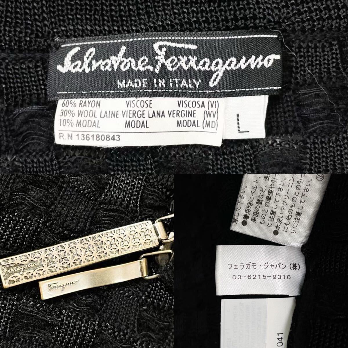  превосходный товар!!XL соответствует!! Salvatore Ferragamo driver's вязаный блузон жакет в клетку общий рисунок мужской осень-зима Salvatore Ferragamo