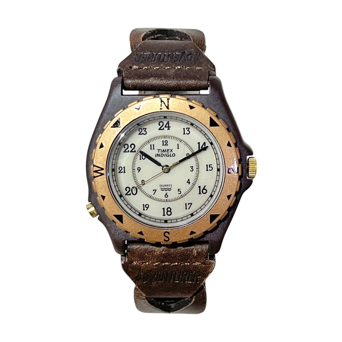 TIMEX サファリ タイメックス 時計 腕時計 INDIGLO アドベンチャー 1990年代 クオーツ 不動 ジャンク品 コンパクトサイズ 蘇や(KAY337)_画像1