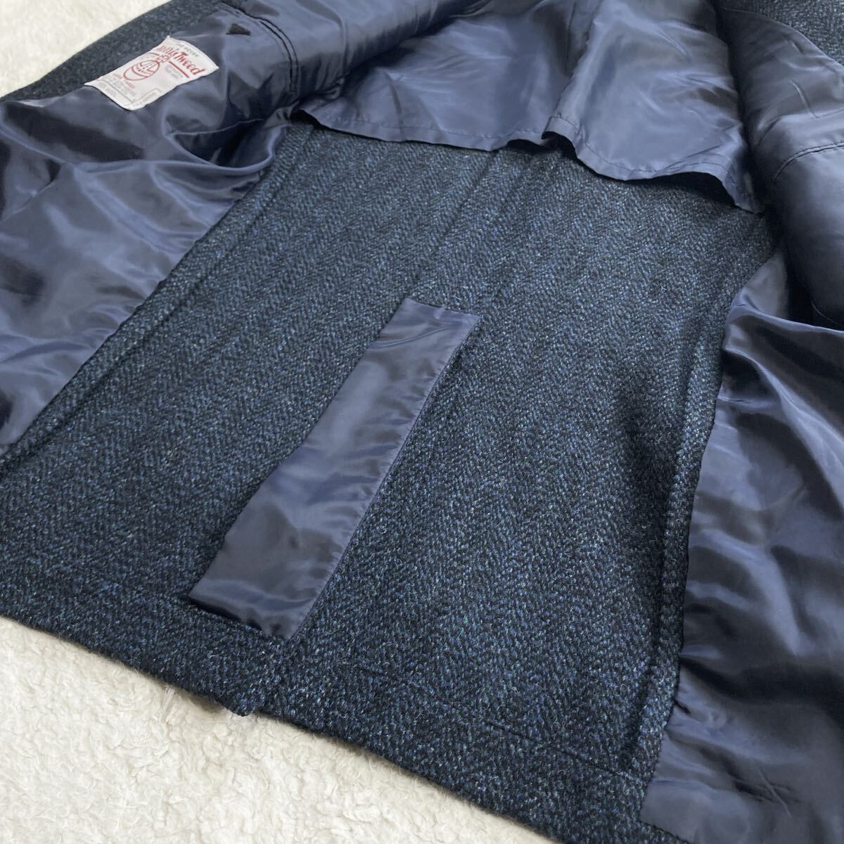 ハリスツイード【極美品 サイズL】Harris tweed テーラードジャケット ブレザー 紺色 ネイビー メランジ ウール 100% メンズ 高級 紳士 A6_画像7