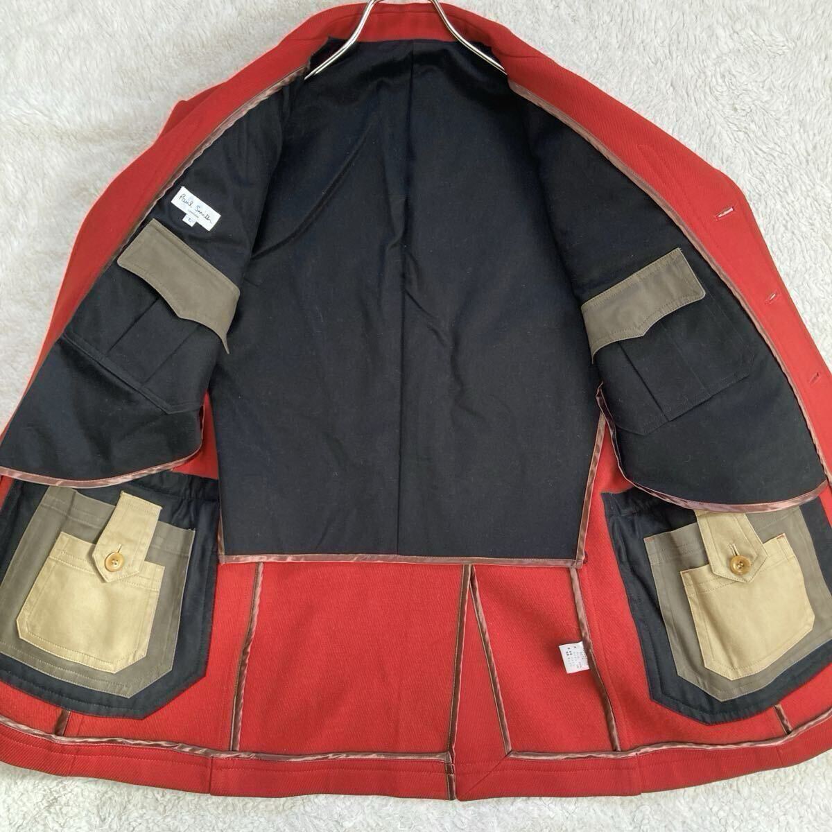 ポールスミス ロンドン【極美品 希少サイズL】Paul Smith LONDON チェスターコート ジャケット アウター 赤 レッド ウール メンズ 秋冬物_画像7