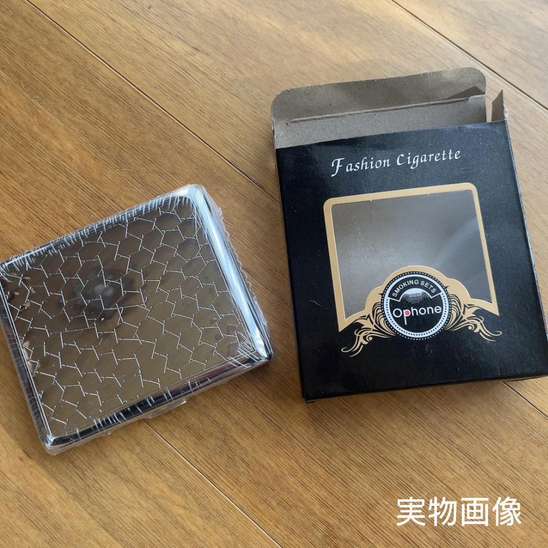 シガレットケース メンズ メタリック シルバーカラー コンパクト 片手 両開き_画像5