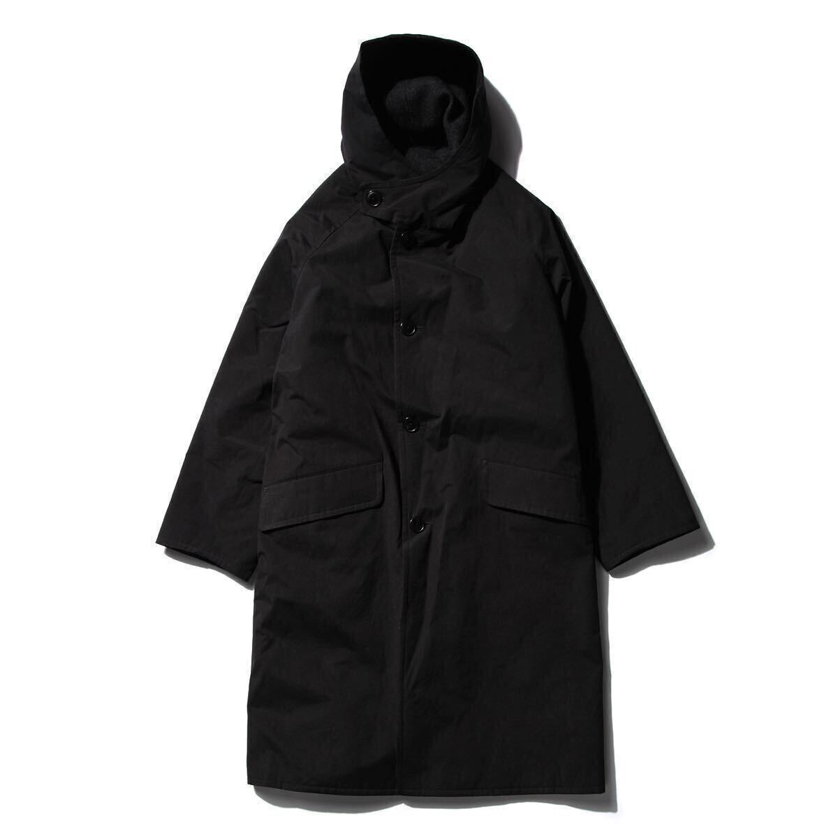 【タグ有り】comoli フーデッドコート BLACK サイズ1 検) コモリ コート ブラック ジャケット ブルゾン レザー パンツ デニム 25AW 24AW 23_画像2