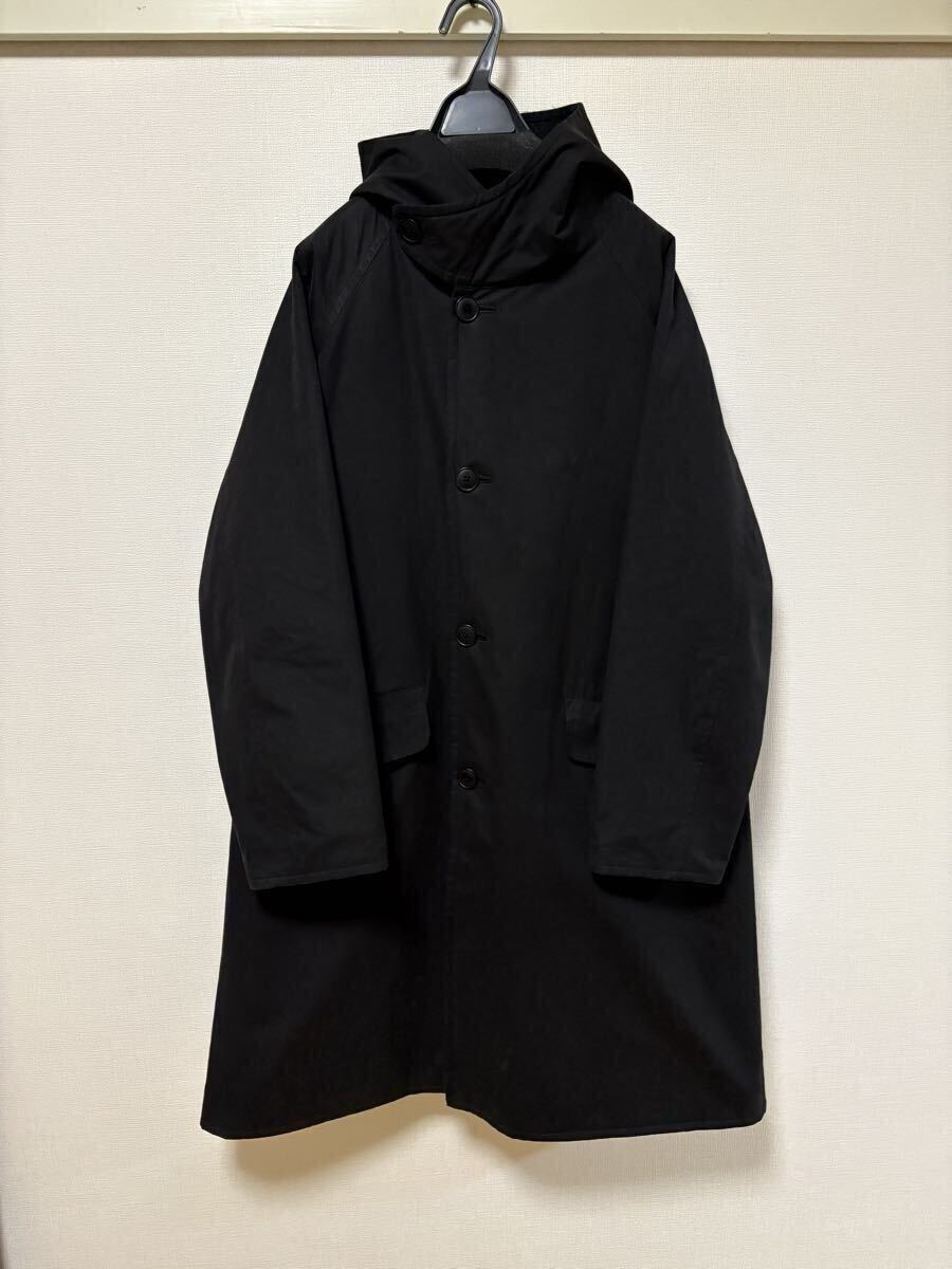 【タグ有り】comoli フーデッドコート BLACK サイズ1 検) コモリ コート ブラック ジャケット ブルゾン レザー パンツ デニム 25AW 24AW 23_画像3