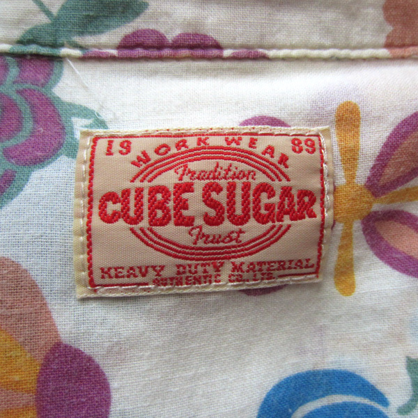 美品 CUBE SUGAR/キューブシュガー★ コットンリネン 可愛いプリントの長袖シャツ M_画像7