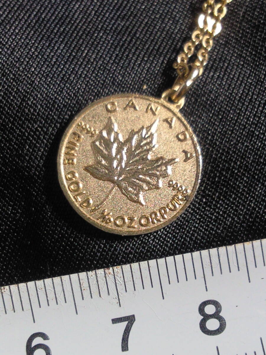 симпатичный! Elizabeth золотая монета способ монета колье *CANADA печать есть диаметр 15mm монета подвеска * Maple leaf! античный ювелирные изделия * бесплатная доставка