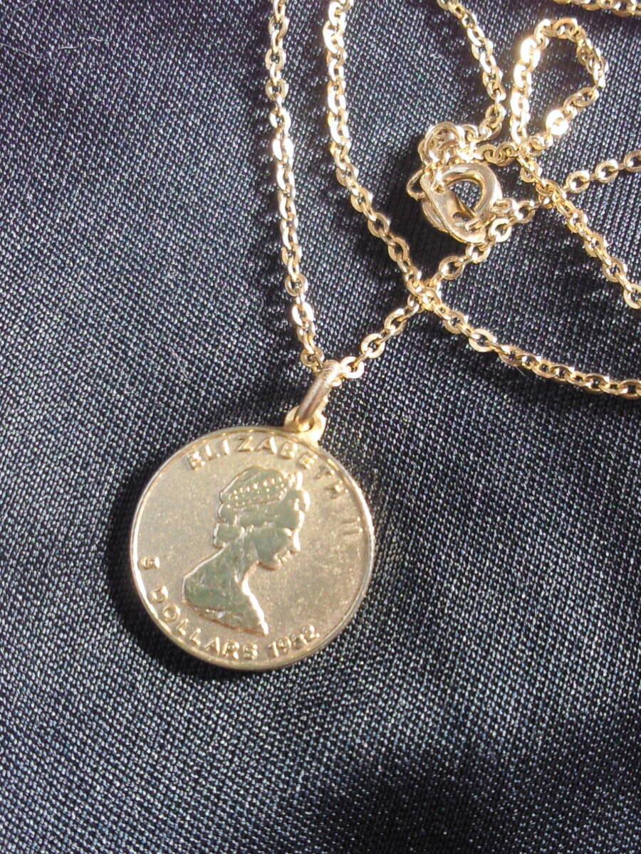  симпатичный! Elizabeth золотая монета способ монета колье *CANADA печать есть диаметр 15mm монета подвеска * Maple leaf! античный ювелирные изделия * бесплатная доставка 